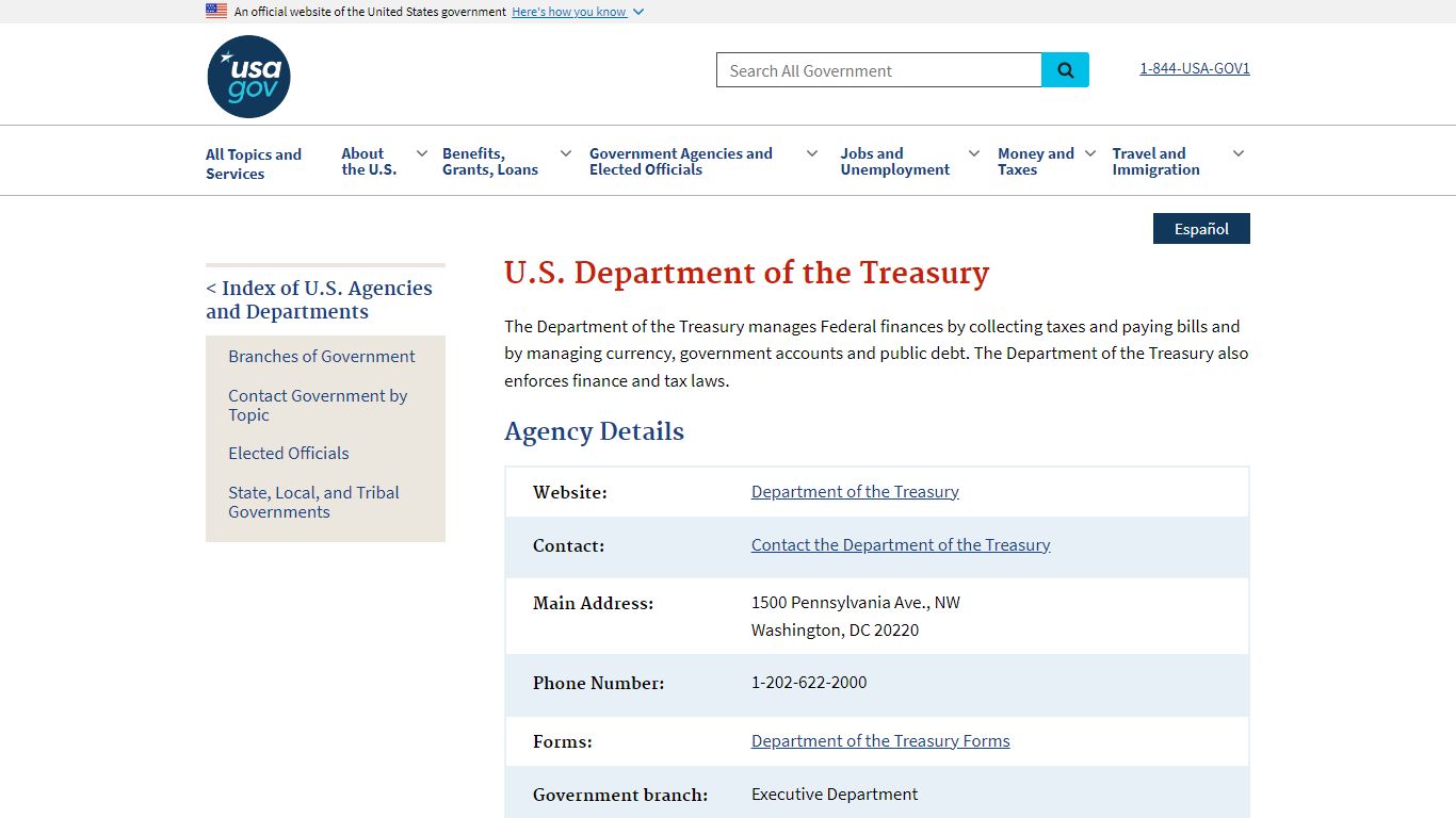 U.S. Department of the Treasury | USAGov