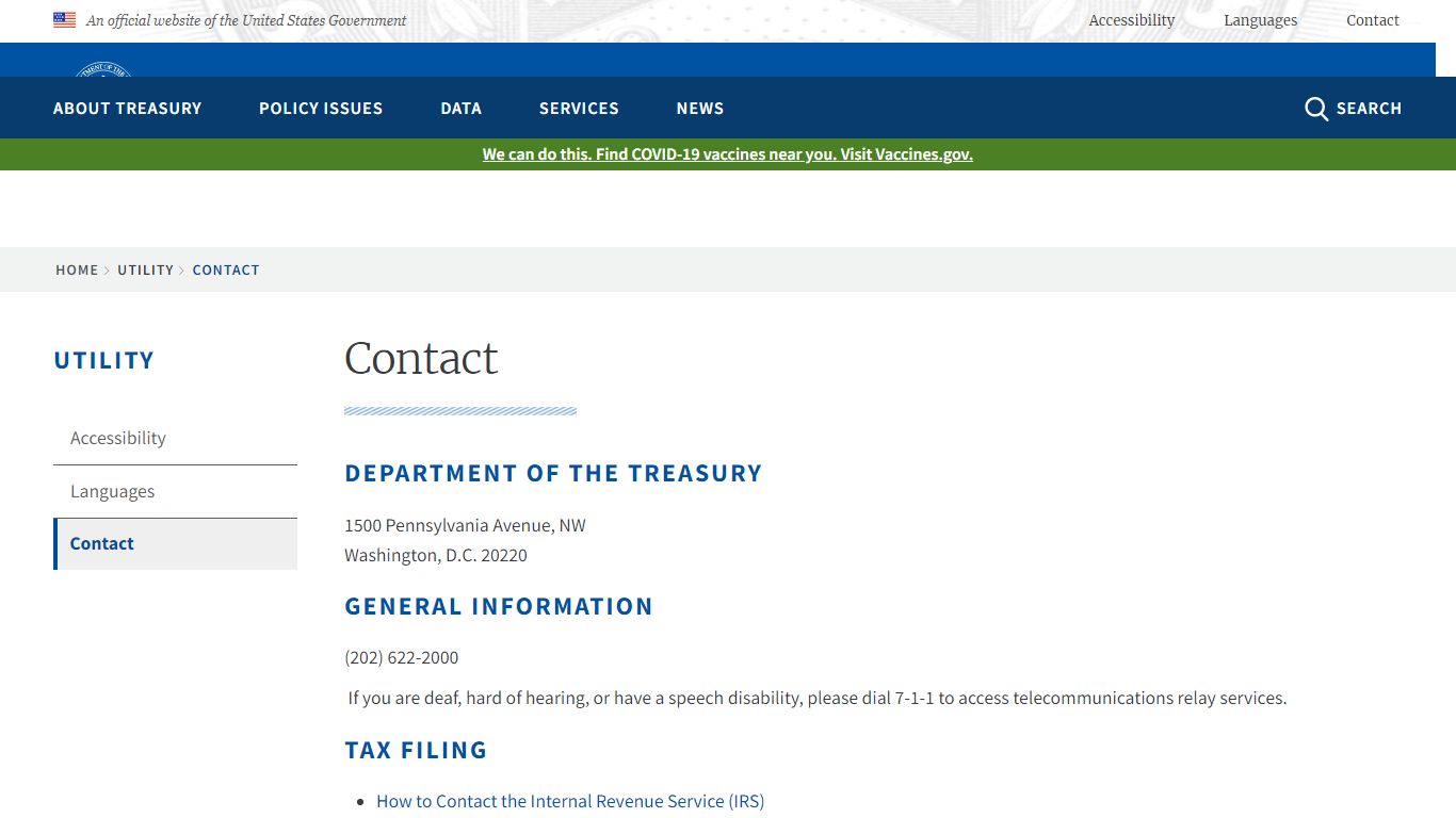 Contact | U.S. Department of the Treasury