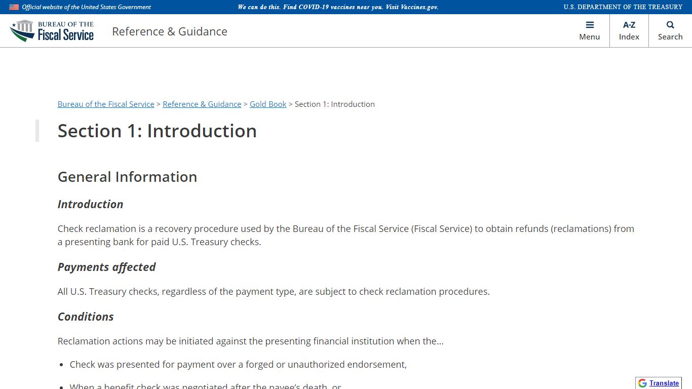 Gold Book - Section 1: Introduction - Bureau of the Fiscal Service